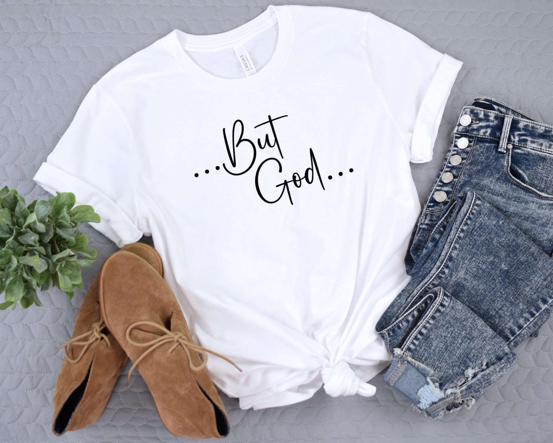 But God Ladies Short Sleeve T-Shirt{{ shop.domain }PrintifyBut God T Shirt, Christian apparel, Christian T shirt for women, Christian t shirts, Christian t shi