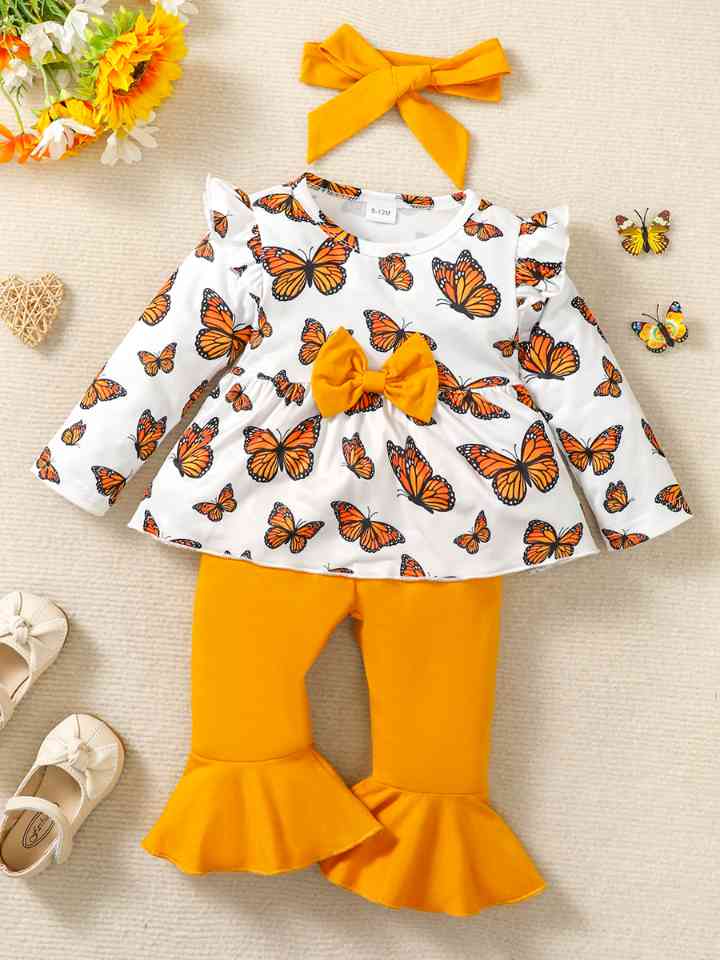 Butterfly Print Baby Top and Pants Set - Premium Baby Set -  Follower Of Faith Apparel Baby, Baby butterfly set, Baby Clothing, Baby girl, Baby long sleeve set, Baby set, Baby sets, Butterfly, Butterfly set, Christian baby clothes, Faith baby clothes, Long sleeve set, M.B.B Kids, Ship From Overseas, Top and bottom. Shop our Christian T-Shirts & Apparel