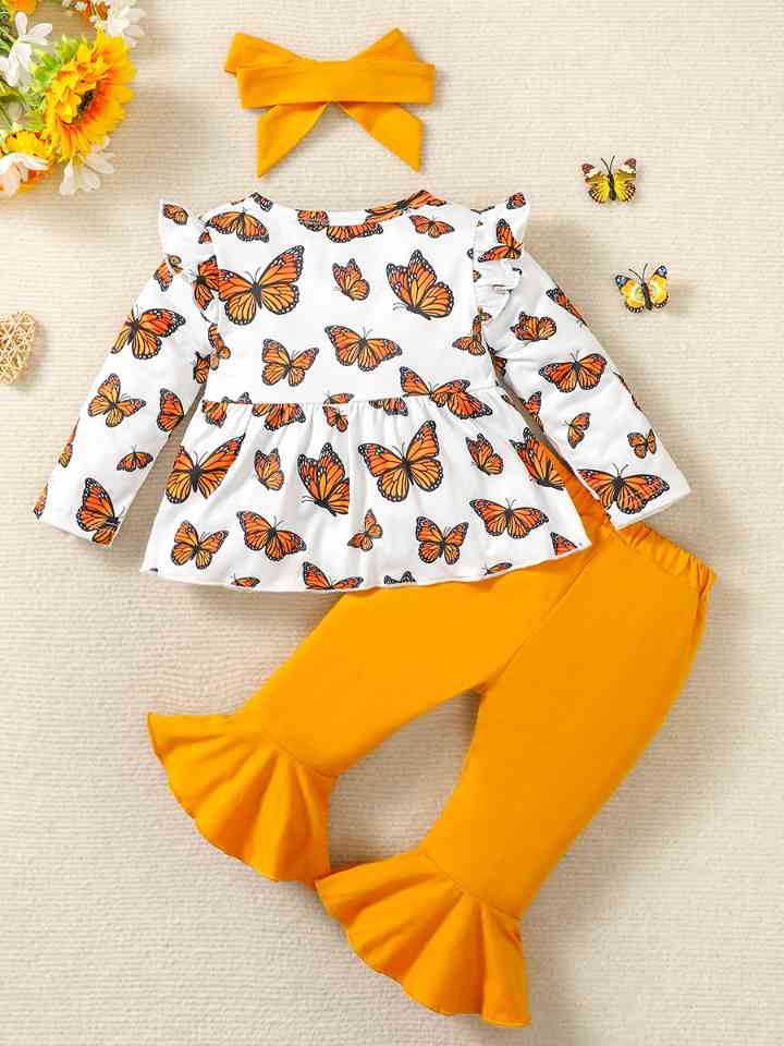 Butterfly Print Baby Top and Pants Set - Premium Baby Set -  Follower Of Faith Apparel Baby, Baby butterfly set, Baby Clothing, Baby girl, Baby long sleeve set, Baby set, Baby sets, Butterfly, Butterfly set, Christian baby clothes, Faith baby clothes, Long sleeve set, M.B.B Kids, Ship From Overseas, Top and bottom. Shop our Christian T-Shirts & Apparel