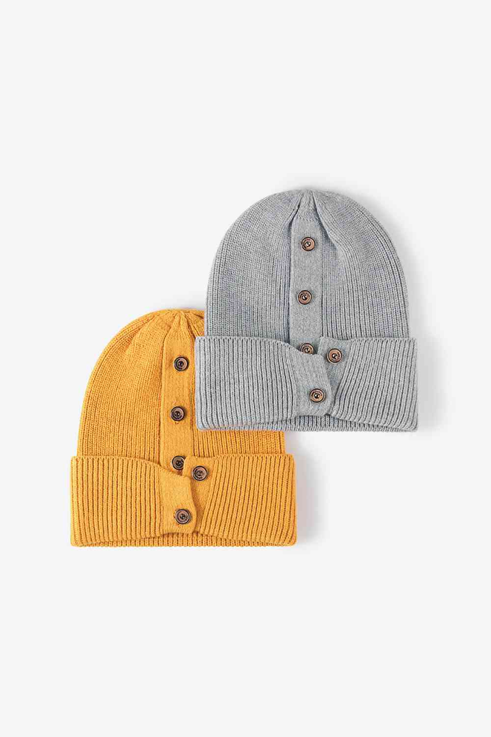 Button Detail Rib-Knit Cuff Beanie - Premium  -  Follower Of Faith Apparel Beanie, Button beanie, Button ribbed beanie, Ribbed beanie, Ship From Overseas, Solid pattern beanie, WS Shop our Christian T-Shirts & Apparel