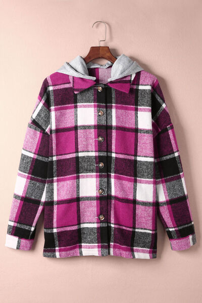 Button Up Plaid Hooded Jacket - Premium Jacket -  Follower Of Faith Apparel Button jacket, Jacket, Plaid jacket, Ship From Overseas, SYNZ Shop our Christian T-Shirts & Apparel