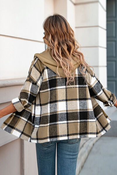 Button Up Plaid Hooded Jacket - Premium Jacket -  Follower Of Faith Apparel Button jacket, Jacket, Plaid jacket, Ship From Overseas, SYNZ Shop our Christian T-Shirts & Apparel