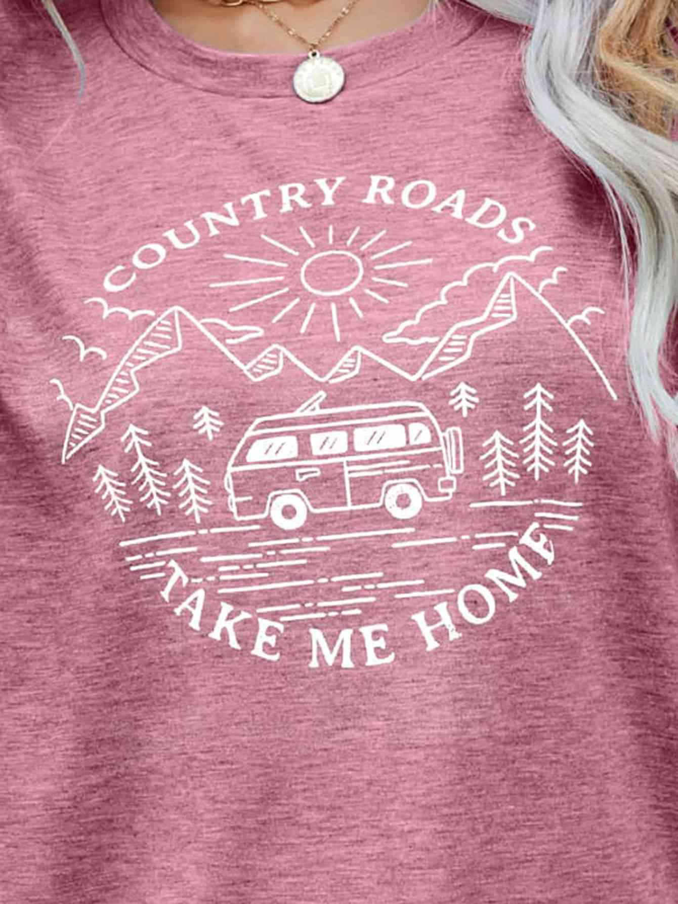 COUNTRY ROADS TAKE ME HOME Ladies T-Shirt - Premium Ladies T-Shirt -  Follower Of Faith Apparel country girl t shirts, country girl tees, country roads take me home, green, grey, ladies Short sleeve, ladies Short Sleeve t shirt, ladies Short Sleeve tee, ladies short sleeve tees, pink, round neck, Ship From Overseas Shop our Christian T-Shirts & Apparel