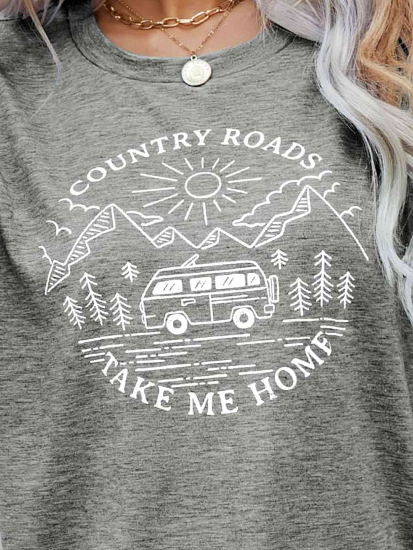 COUNTRY ROADS TAKE ME HOME Ladies T-Shirt - Premium Ladies T-Shirt -  Follower Of Faith Apparel country girl t shirts, country girl tees, country roads take me home, green, grey, ladies Short sleeve, ladies Short Sleeve t shirt, ladies Short Sleeve tee, ladies short sleeve tees, pink, round neck, Ship From Overseas Shop our Christian T-Shirts & Apparel