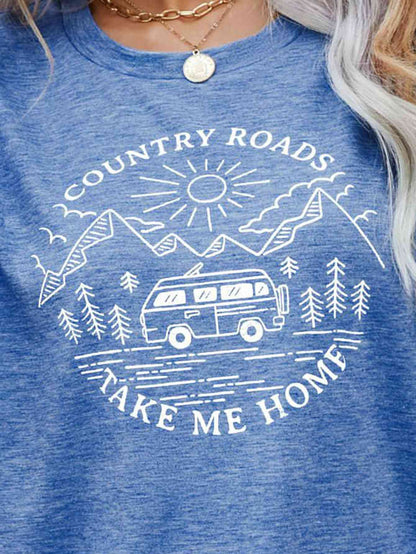 COUNTRY ROADS TAKE ME HOME Ladies T-Shirt - Premium Ladies T-Shirt -  Follower Of Faith Apparel country girl t shirts, country girl tees, country roads take me home, green, grey, ladies Short sleeve, ladies Short Sleeve t shirt, ladies Short Sleeve tee, ladies short sleeve tees, pink, round neck, Ship From Overseas Shop our Christian T-Shirts & Apparel