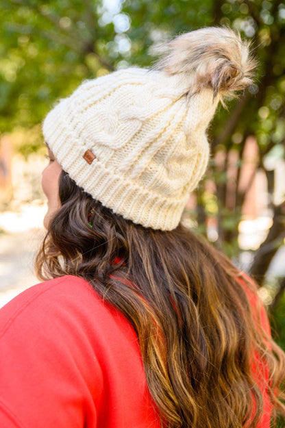 Cable Knit Cuffed Beanie In Ivory - Premium Womens -  Follower Of Faith Apparel 11-3-2022, Accessories, Clearance20, gifts2023, giftsunder20, giftsunder40, OS, stockingstuffers Shop our Christian T-Shirts & Apparel