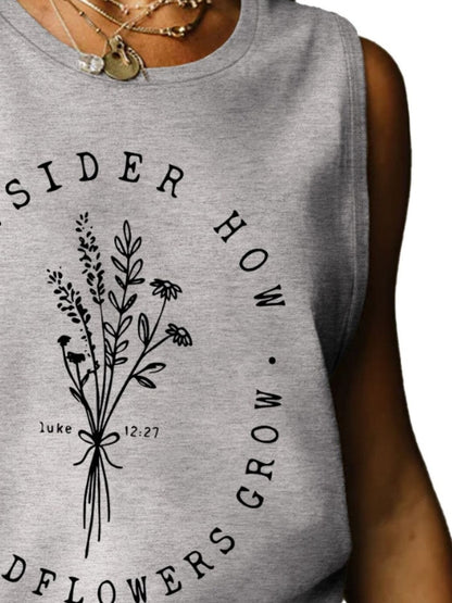 Consider How The Wildflowers Grow Ladies Tank Top - Premium Ladies Tank Top -  Follower Of Faith Apparel Bible verse apparel, Bible verse tank top, ladies tank top, Ladies Tank Tops, Luke 12:27 tank top, Luke 12:27 tee, S.J.F.S, Scripture tank top, Ship From Overseas, Womens christian tank top, Womens tank top Shop our Christian T-Shirts & Apparel