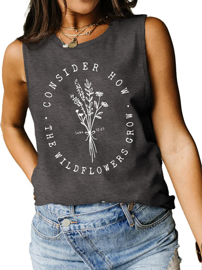 Consider How The Wildflowers Grow Ladies Tank Top - Premium Ladies Tank Top -  Follower Of Faith Apparel Bible verse apparel, Bible verse tank top, ladies tank top, Ladies Tank Tops, Luke 12:27 tank top, Luke 12:27 tee, S.J.F.S, Scripture tank top, Ship From Overseas, Womens christian tank top, Womens tank top Shop our Christian T-Shirts & Apparel