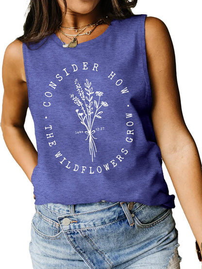 Consider How The Wildflowers Grow Ladies Tank Top - Premium Ladies Tank Top -  Follower Of Faith Apparel Bible verse apparel, Bible verse tank top, ladies tank top, Ladies Tank Tops, Luke 12:27 tank top, Luke 12:27 tee, S.J.F.S, Scripture tank top, Ship From Overseas, Womens christian tank top, Womens tank top Shop our Christian T-Shirts & Apparel