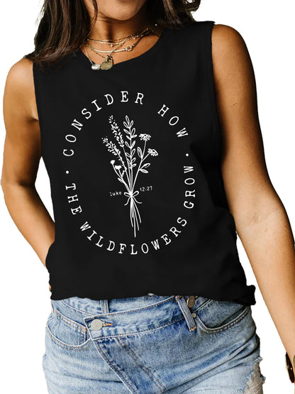 Consider How The Wildflowers Grow Ladies Tank Top - Premium Ladies Tank Top -  Follower Of Faith Apparel Bible verse apparel, Bible verse tank top, ladies tank top, Ladies Tank Tops, Luke 12:27 tank top, Luke 12:27 tee, S.J.F.S, Scripture tank top, Ship From Overseas, Womens christian tank top, Womens tank top Shop our Christian T-Shirts & Apparel