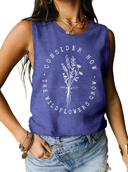 Consider How The Wildflowers Grow Ladies Tank Top - Premium Ladies Tank Top -  Follower Of Faith Apparel Bible verse apparel, Bible verse tank top, ladies tank top, Ladies Tank Tops, Luke 12:27 tank top, Luke 12:27 tee, S.J.F.S, Scripture tank top, Ship From Overseas, Womens christian tank top, Womens tank top Shop our Christian T-Shirts & Apparel