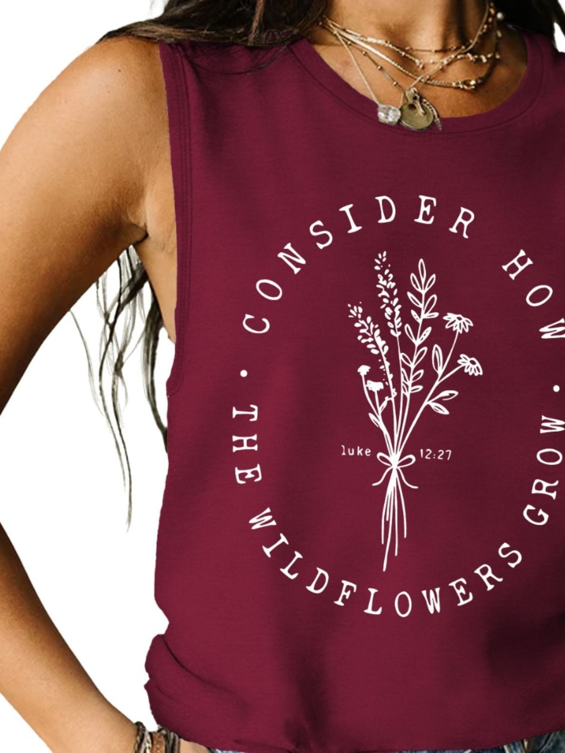 Consider How The Wildflowers Grow Ladies Tank Top - Premium Ladies Tank Top -  Follower Of Faith Apparel Bible verse apparel, Bible verse tank top, ladies tank top, Ladies Tank Tops, Luke 12:27 tank top, Luke 12:27 tee, S.J.F.S, Scripture tank top, Ship From Overseas, Womens christian tank top, Womens tank top Shop our Christian T-Shirts & Apparel