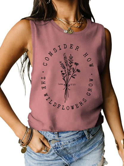 Consider How The Wildflowers Grow Ladies Tank Top - Premium Ladies Tank Top -  Follower Of Faith Apparel Bible verse apparel, Bible verse tank top, ladies tank top, Ladies Tank Tops, Luke 12:27 tank top, Luke 12:27 tee, S.J.F.S, Scripture tank top, Ship From Overseas, Womens christian tank top, Womens tank top Shop our Christian T-Shirts & Apparel