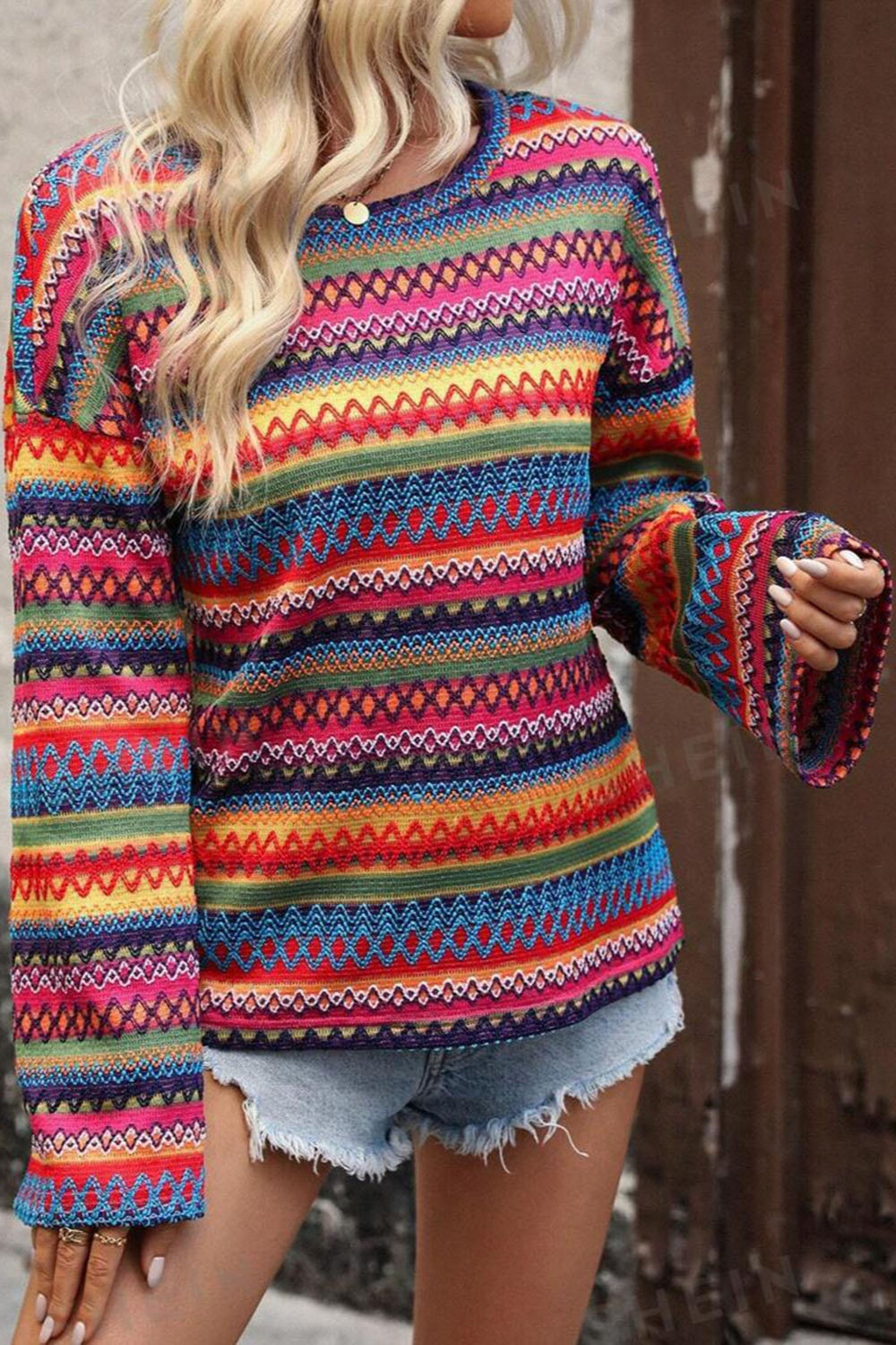 Contrast Crochet Look Long Sleeve Top - Premium  -  Follower Of Faith Apparel Boho crochet top, Crochet long sleeve multicolor, Crochet tops, Long sleeve crochet top, new arrival, new arrivals, Sale, SYNZ, Taylor swift, Taylor swift clothing look alikes for cheaper, Taylor swift wore it Shop our Christian T-Shirts & Apparel