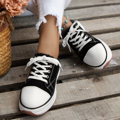 Contrast Trim Round Toe Platform Canvas Shoes (several colors) - Premium Ladies Shoes -  Follower Of Faith Apparel Canvas shoes, H@Y@H@E, Ladies shoes, new arrival, new arrivals, Platform shoes, Ship From Overseas, Womens shoes Shop our Christian T-Shirts & Apparel