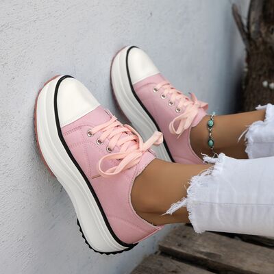 Contrast Trim Round Toe Platform Canvas Shoes (several colors) - Premium Ladies Shoes -  Follower Of Faith Apparel Canvas shoes, H@Y@H@E, Ladies shoes, new arrival, new arrivals, Platform shoes, Ship From Overseas, Womens shoes Shop our Christian T-Shirts & Apparel