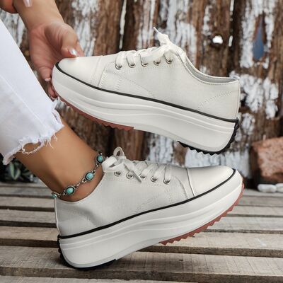 Contrast Trim Round Toe Platform Canvas Shoes (several colors) - Premium Ladies Shoes -  Follower Of Faith Apparel Canvas shoes, H@Y@H@E, Ladies shoes, new arrival, new arrivals, Platform shoes, Ship From Overseas, Womens shoes Shop our Christian T-Shirts & Apparel