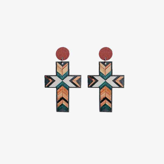 Cross Drop Earrings - Premium earrings -  Follower Of Faith Apparel cowgirl earrings with cross, cross earrings, earrings, H.Y&F.J, Ship From Overseas, southwest style earrings, western earrings Shop our Christian T-Shirts & Apparel