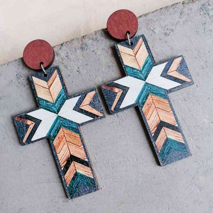 Cross Drop Earrings - Premium earrings -  Follower Of Faith Apparel cowgirl earrings with cross, cross earrings, earrings, H.Y&F.J, Ship From Overseas, southwest style earrings, western earrings Shop our Christian T-Shirts & Apparel