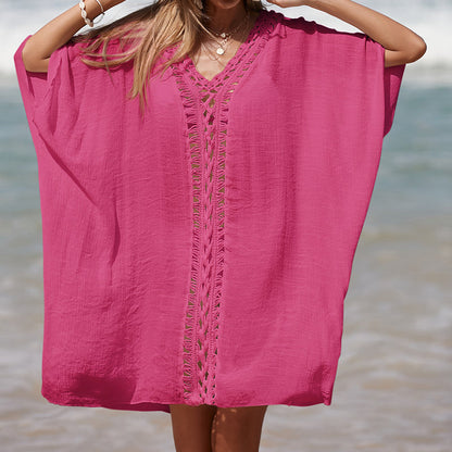 Cutout Three-Quarter Sleeve Cover Up (several colors) - Premium Ladies Coverup -  Follower Of Faith Apparel Beach cover up for women, Bohemian cover up, Boho cover up, Boho swim suit cover up, C@Y, Cover up dress, Half sleeve Cover up, Ladies cover up, new arrival, new arrivals, Sale, Ship From Overseas, Stylish beach cover up, Summer cover up, Swimsuit cover up, Womens cover up Shop our Christian T-Shirts & Apparel