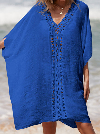 Cutout Three-Quarter Sleeve Cover Up (several colors) - Premium Ladies Coverup -  Follower Of Faith Apparel Beach cover up for women, Bohemian cover up, Boho cover up, Boho swim suit cover up, C@Y, Cover up dress, Half sleeve Cover up, Ladies cover up, new arrival, new arrivals, Sale, Ship From Overseas, Stylish beach cover up, Summer cover up, Swimsuit cover up, Womens cover up Shop our Christian T-Shirts & Apparel