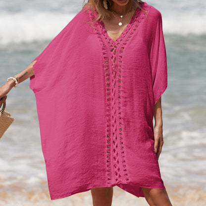 Cutout Three-Quarter Sleeve Cover Up (several colors) - Premium Ladies Coverup -  Follower Of Faith Apparel Beach cover up for women, Bohemian cover up, Boho cover up, Boho swim suit cover up, C@Y, Cover up dress, Half sleeve Cover up, Ladies cover up, new arrival, new arrivals, Sale, Ship From Overseas, Stylish beach cover up, Summer cover up, Swimsuit cover up, Womens cover up Shop our Christian T-Shirts & Apparel