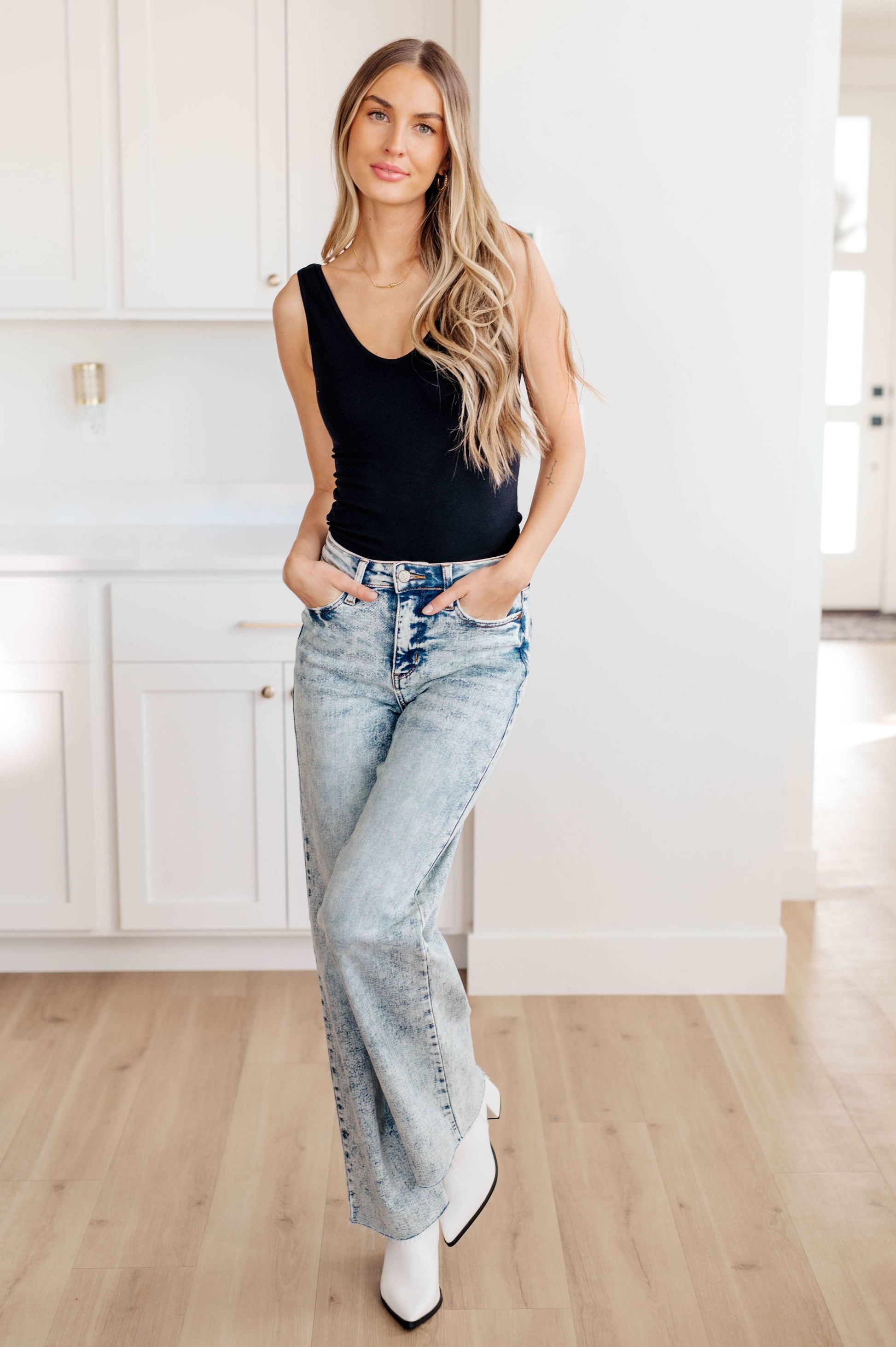 Dory High Waist Mineral Wash Raw Hem Wide Leg Jeans - Premium Jeans -  Follower Of Faith Apparel 0/24, 1-3-2024, 1/25, 11/30, 13/31, 14W, 15/32, 16W, 18W, 2-16-2024, 20W, 22W, 24W, 3-27-2024, 3/26, 5/27, 7/28, 88828, 9/29, ASF1-18-2024, Denim, flatrate, JB12-20-2023, JBAvailableNow, Judy Blue, X2-6-24 Shop our Christian T-Shirts & Apparel