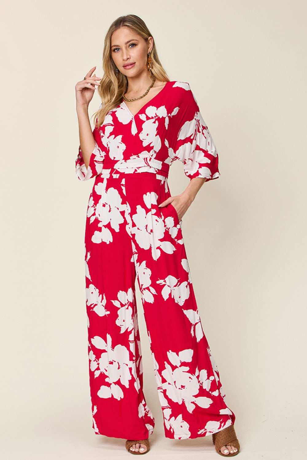 Double Take Floral Print Tie Back Wide Leg Jumpsuit - Premium Ladies Rompers -  Follower Of Faith Apparel Double Take, Floral jumpsuit, Floral print, Jumpsuits, new arrival, new arrivals, romper jumpsuit, Romper pants jumpsuit, Sale, Ship From Overseas, Womens Floral jumpsuit, Womens tied back jumpsuit Shop our Christian T-Shirts & Apparel