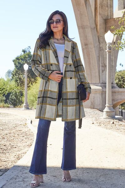 Double Take Full Size Plaid Button Up Lapel Collar Coat - Premium Jacket -  Follower Of Faith Apparel Double take, Jacket, Ship from USA Shop our Christian T-Shirts & Apparel