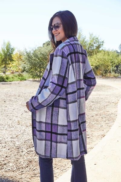 Double Take Full Size Plaid Button Up Lapel Collar Coat - Premium Jacket -  Follower Of Faith Apparel Double take, Jacket, Ship from USA Shop our Christian T-Shirts & Apparel