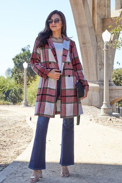 Double Take Full Size Plaid Button Up Lapel Collar Coat - Premium Jacket -  Follower Of Faith Apparel Double take, Jacket, Ship from USA Shop our Christian T-Shirts & Apparel