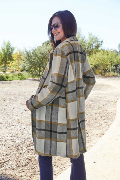 Double Take Full Size Plaid Button Up Lapel Collar Coat - Premium Jacket -  Follower Of Faith Apparel Double take, Jacket, Ship from USA Shop our Christian T-Shirts & Apparel