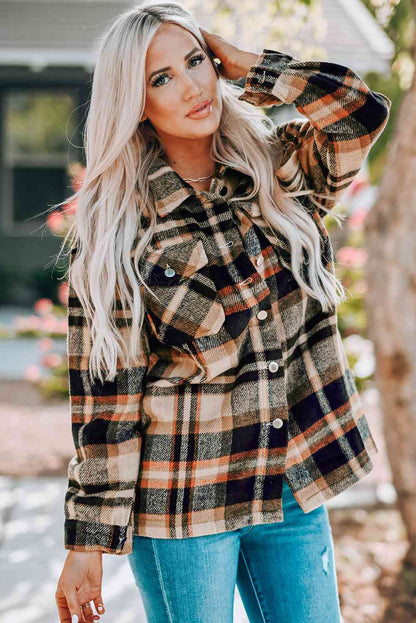 Double Take Plaid Button Front Shirt Jacket with Breast Pockets - Premium Jacket -  Follower Of Faith Apparel Double Take, Jacket, Plaid jacket, Ship From Overseas Shop our Christian T-Shirts & Apparel