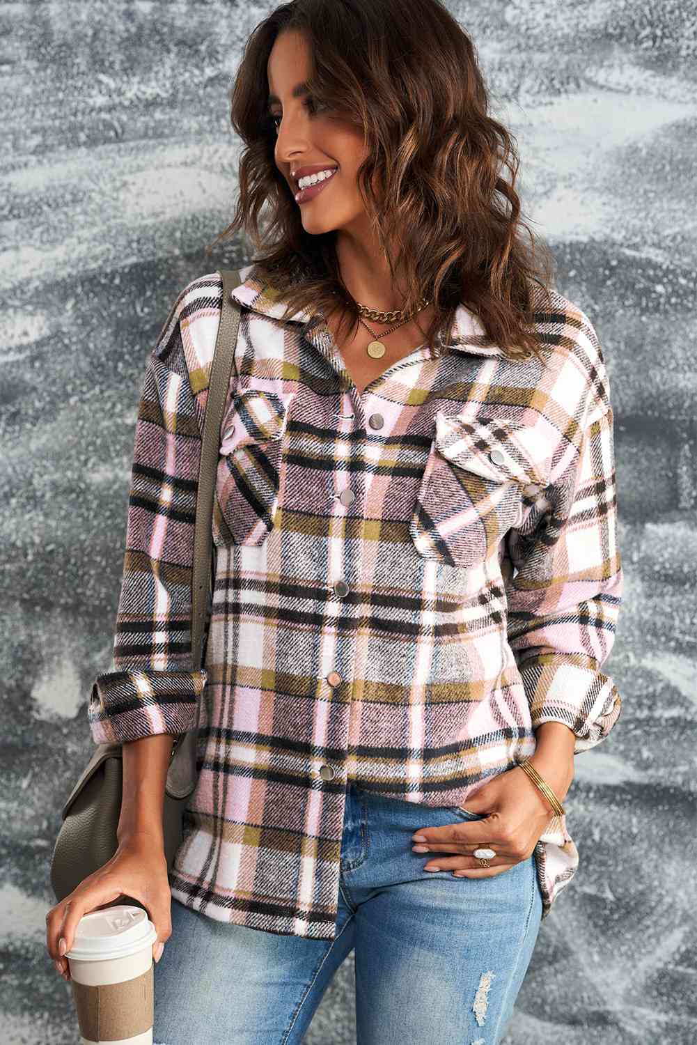 Double Take Plaid Button Front Shirt Jacket with Breast Pockets - Premium Jacket -  Follower Of Faith Apparel Double Take, Jacket, Plaid jacket, Ship From Overseas Shop our Christian T-Shirts & Apparel