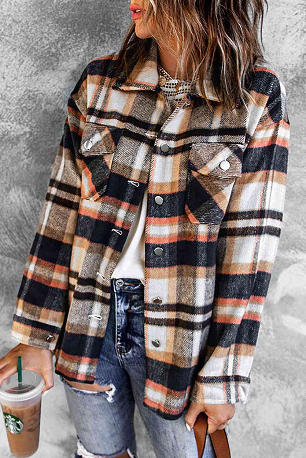 Double Take Plaid Button Front Shirt Jacket with Breast Pockets - Premium Jacket -  Follower Of Faith Apparel Double Take, Jacket, Plaid jacket, Ship From Overseas Shop our Christian T-Shirts & Apparel