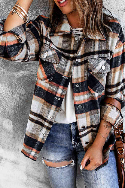 Double Take Plaid Button Front Shirt Jacket with Breast Pockets - Premium Jacket -  Follower Of Faith Apparel Double Take, Jacket, Plaid jacket, Ship From Overseas Shop our Christian T-Shirts & Apparel