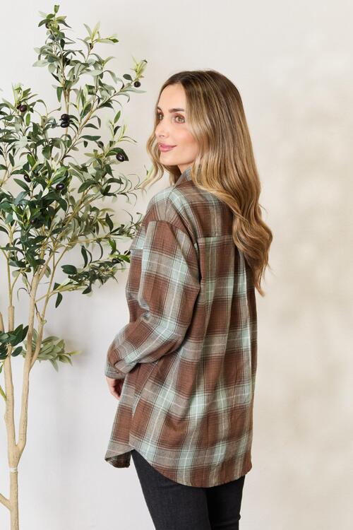 Double Take Plaid Dropped Shoulder Ladies Button Up Long Sleeve Shirt - Premium Ladies Long-sleeve -  Follower Of Faith Apparel Double Take, Ladies long sleeve, Ladies long sleeve button up shirt, Ladies Long Sleeve Tee, Plaid, Plaid design, Ship from USA Shop our Christian T-Shirts & Apparel