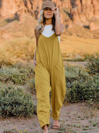 Double Take Sleeveless V-Neck Romper Jumpsuit - Follower Of Faith Apparel