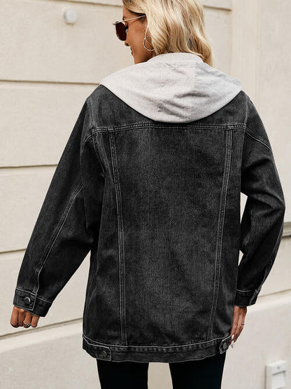 Drawstring Button Up Hooded Denim Jacket - Premium Jacket -  Follower Of Faith Apparel Jacket, M.F, Ship From Overseas Shop our Christian T-Shirts & Apparel