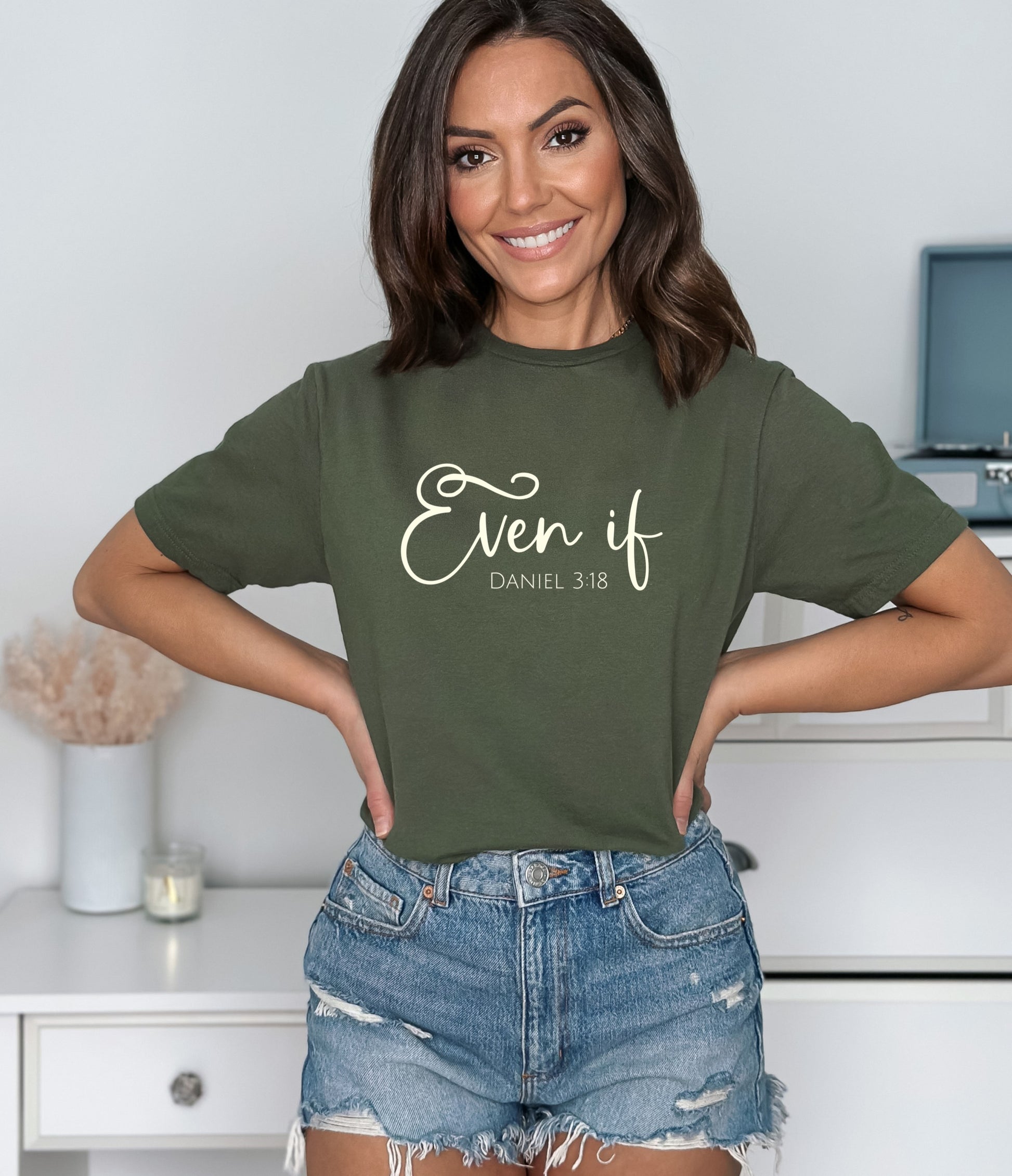 Even If Daniel 3:18 Ladies T-Shirt - Premium T-Shirt -  Follower Of Faith Apparel Bible verse tee, Christian t shirt, Cotton, Crew neck, Daniel 3:18 tee, DTG, Even if Christian shirt, Faith based t shirts, Neck Labels, new arrival, new arrivals, On sale, Regular fit, Sale, Scripture tee, Summer Picks, T-shirts, TikTok, Women's Clothing Shop our Christian T-Shirts & Apparel