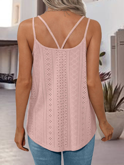 Eyelet Scoop Neck Spaghetti Strap Cami - Premium Ladies Tank Top -  Follower Of Faith Apparel J$M$L, Ship From Overseas Shop our Christian T-Shirts & Apparel