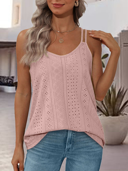 Eyelet Scoop Neck Spaghetti Strap Cami - Premium Ladies Tank Top -  Follower Of Faith Apparel J$M$L, Ship From Overseas Shop our Christian T-Shirts & Apparel