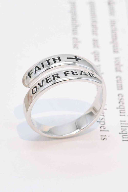 FAITH OVER FEAR Sterling Silver - Premium Ring -  Follower Of Faith Apparel 925 high quality sterling silver ring, 925 sterling silver, CHAMSS, Christian jewelry, christian sterling silver ring, faith jewelry, faith over fear accessories, faith over fear jewelry, faith over fear ring, faith ring, gold, jewelry sale, new, new arrival, new arrivals, rings of faith, rose gold, Ship From Overseas, silver, sterling silver, white gold Shop our Christian T-Shirts & Apparel