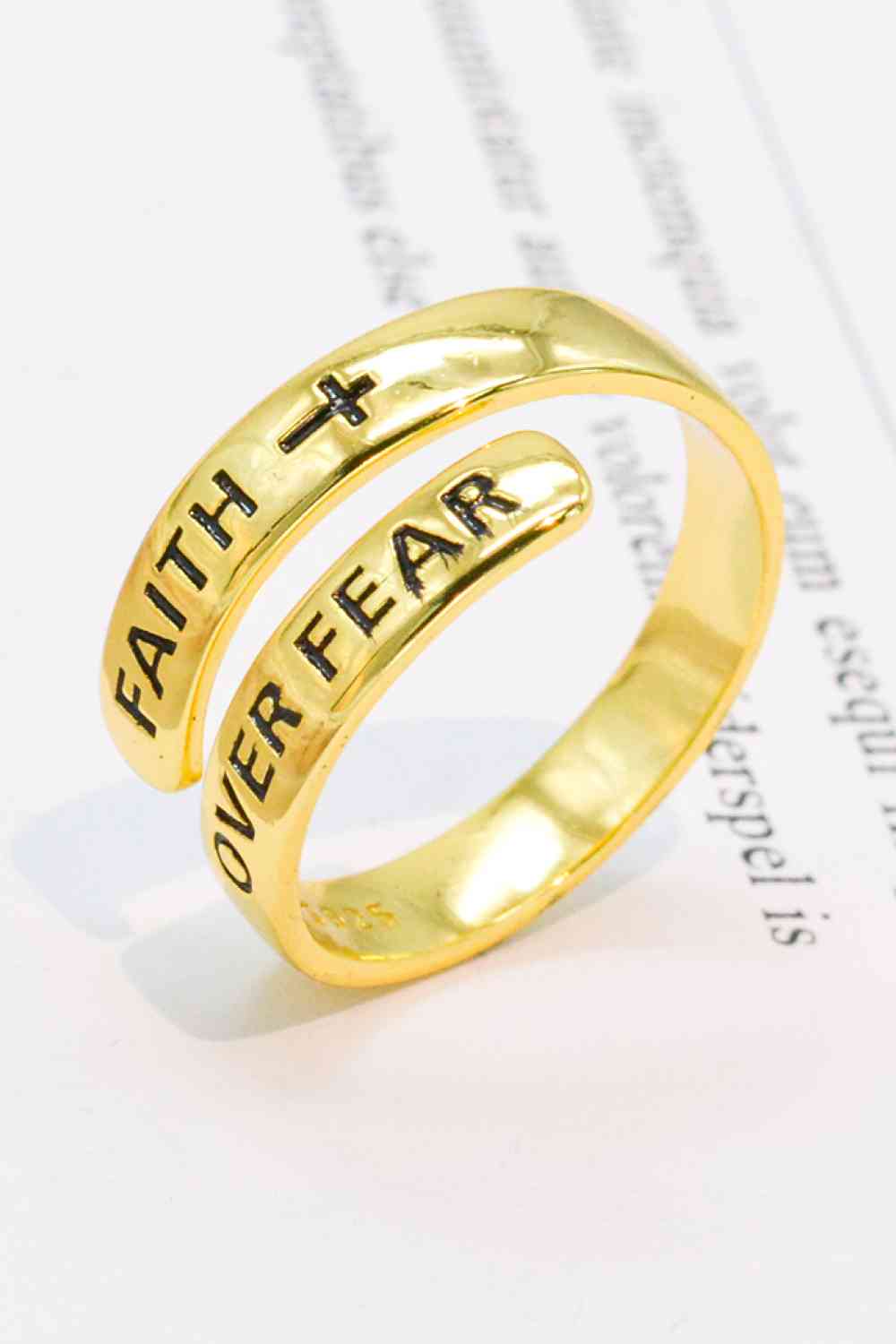 FAITH OVER FEAR Sterling Silver - Premium Ring -  Follower Of Faith Apparel 925 high quality sterling silver ring, 925 sterling silver, CHAMSS, Christian jewelry, christian sterling silver ring, faith jewelry, faith over fear accessories, faith over fear jewelry, faith over fear ring, faith ring, gold, jewelry sale, new, new arrival, new arrivals, rings of faith, rose gold, Ship From Overseas, silver, sterling silver, white gold Shop our Christian T-Shirts & Apparel