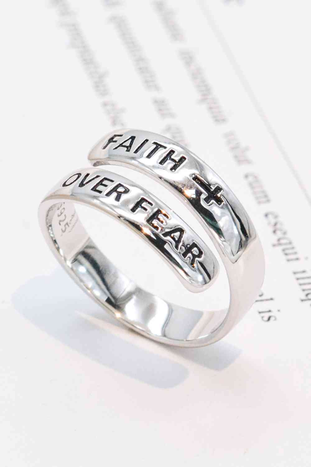 FAITH OVER FEAR Sterling Silver - Premium Ring -  Follower Of Faith Apparel 925 high quality sterling silver ring, 925 sterling silver, CHAMSS, Christian jewelry, christian sterling silver ring, faith jewelry, faith over fear accessories, faith over fear jewelry, faith over fear ring, faith ring, gold, jewelry sale, new, new arrival, new arrivals, rings of faith, rose gold, Ship From Overseas, silver, sterling silver, white gold Shop our Christian T-Shirts & Apparel