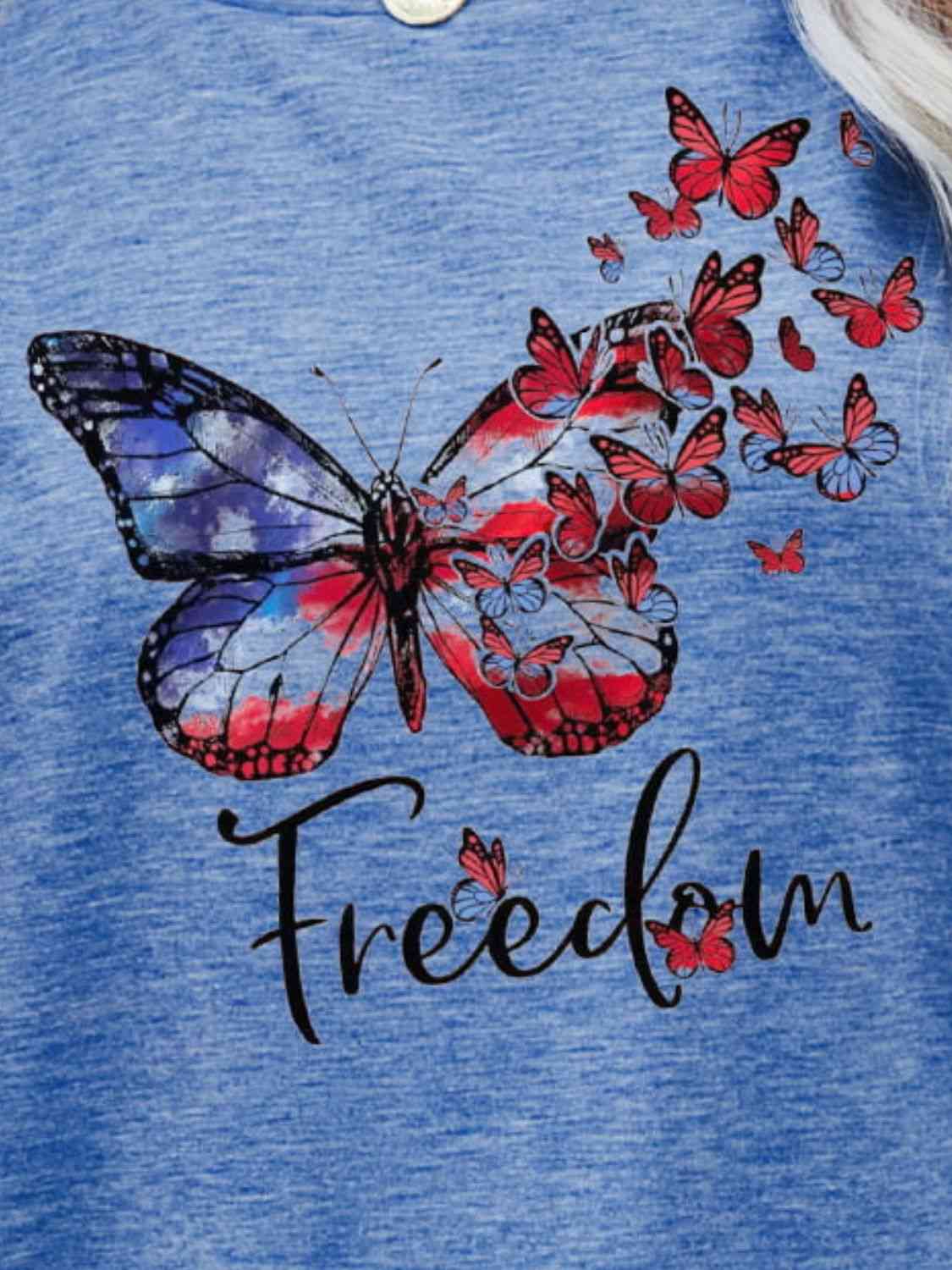 FREEDOM Butterfly Flag Ladies T-Shirt - Follower Of Faith Apparel