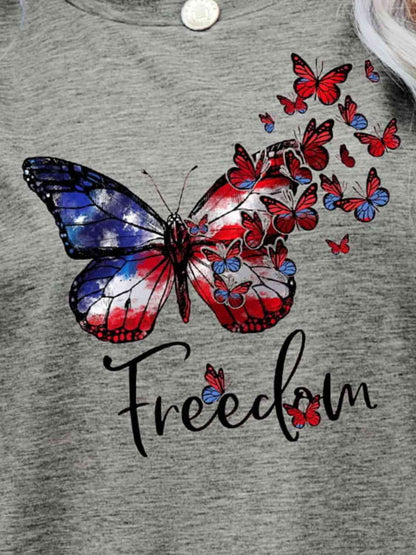 FREEDOM Butterfly Flag Ladies T-Shirt - Follower Of Faith Apparel