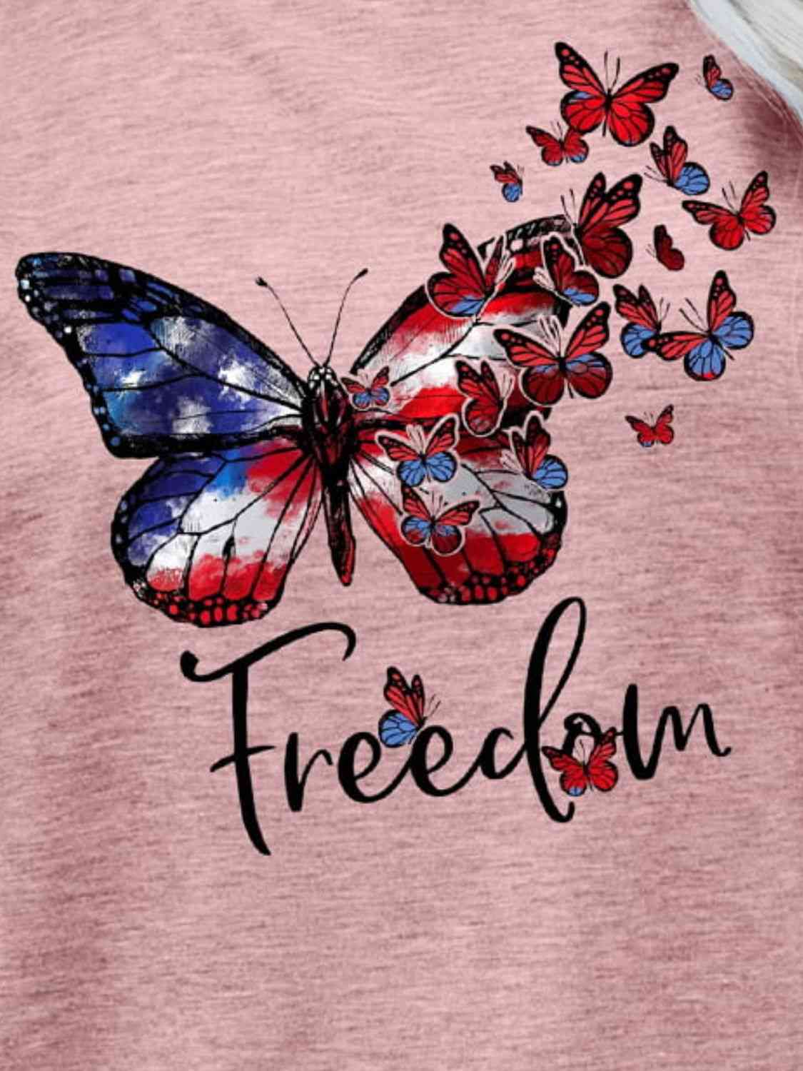 FREEDOM Butterfly Flag Ladies T-Shirt - Follower Of Faith Apparel