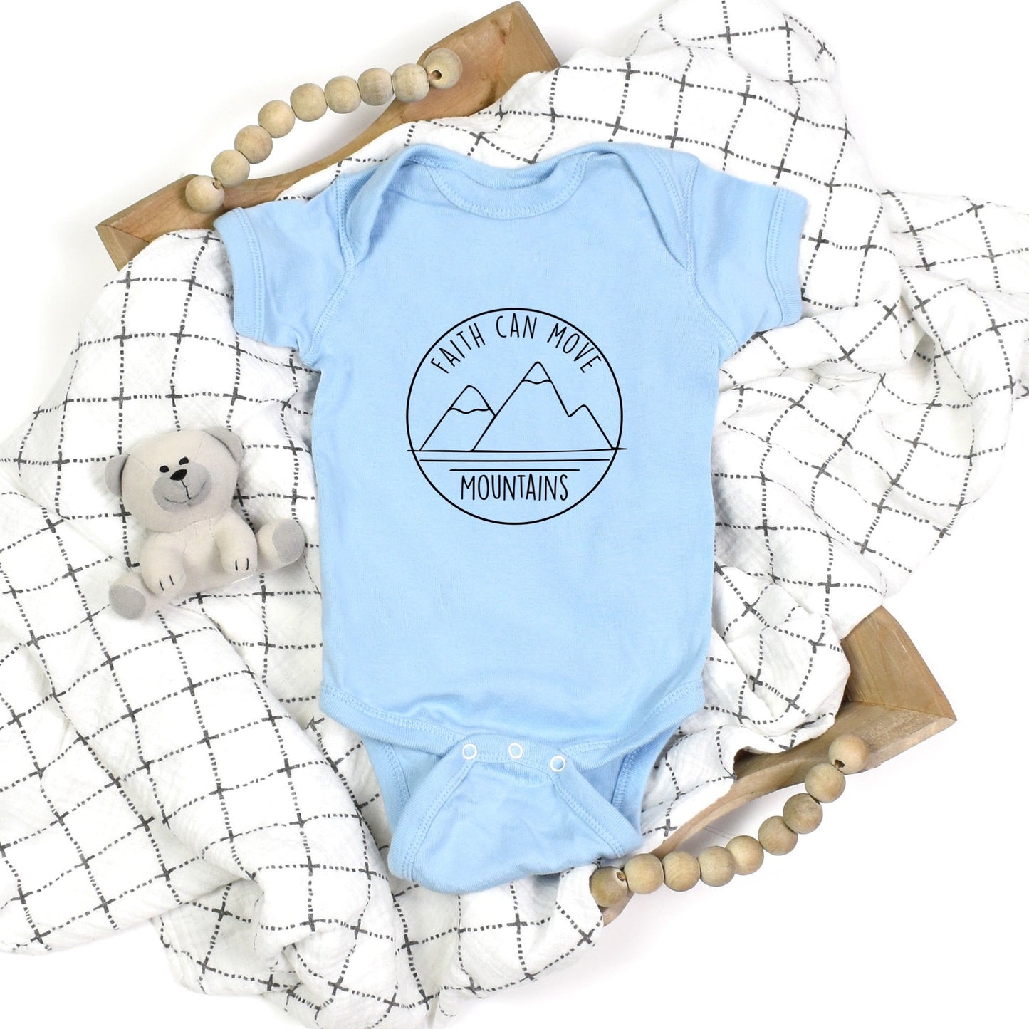 Faith Can Move Mountains Baby Boy or Girl Onesie - Premium Kids clothes -  Follower Of Faith Apparel Baby boy onesie, Baby Clothing, Baby girl onesie, Bodysuits, Christian baby clothes, Cotton, Kids Christian apparel, Kids' Clothing, Onesies, Regular fit, Seasonal Picks Shop our Christian T-Shirts & Apparel