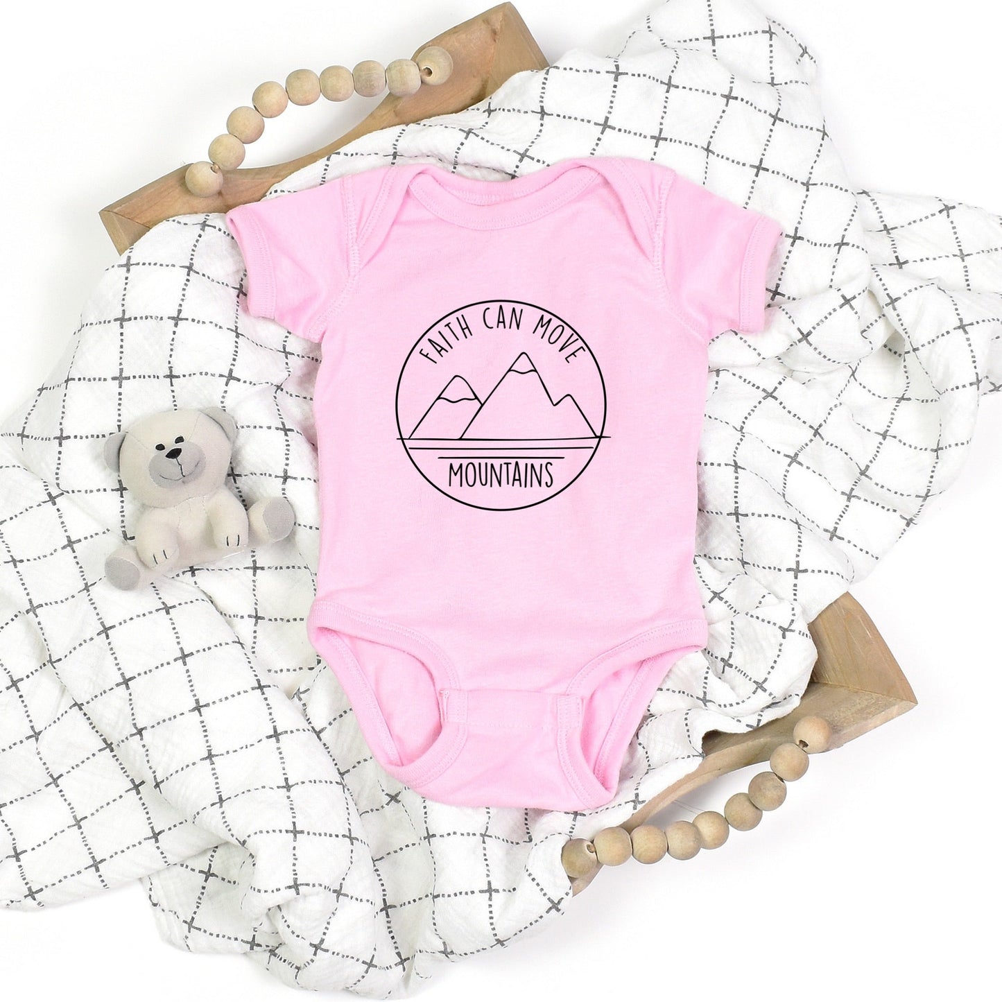 Faith Can Move Mountains Baby Boy or Girl Onesie - Premium Kids clothes -  Follower Of Faith Apparel Baby boy onesie, Baby Clothing, Baby girl onesie, Bodysuits, Christian baby clothes, Cotton, Kids Christian apparel, Kids' Clothing, Onesies, Regular fit, Seasonal Picks Shop our Christian T-Shirts & Apparel